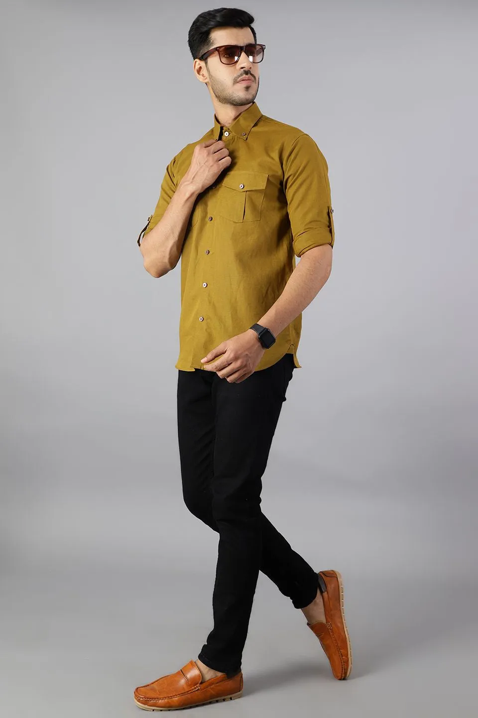 Linen Cotton Green Shirt