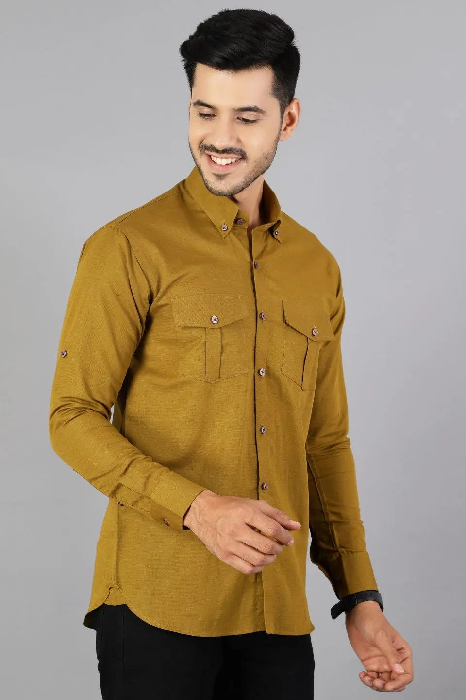 Linen Cotton Green Shirt