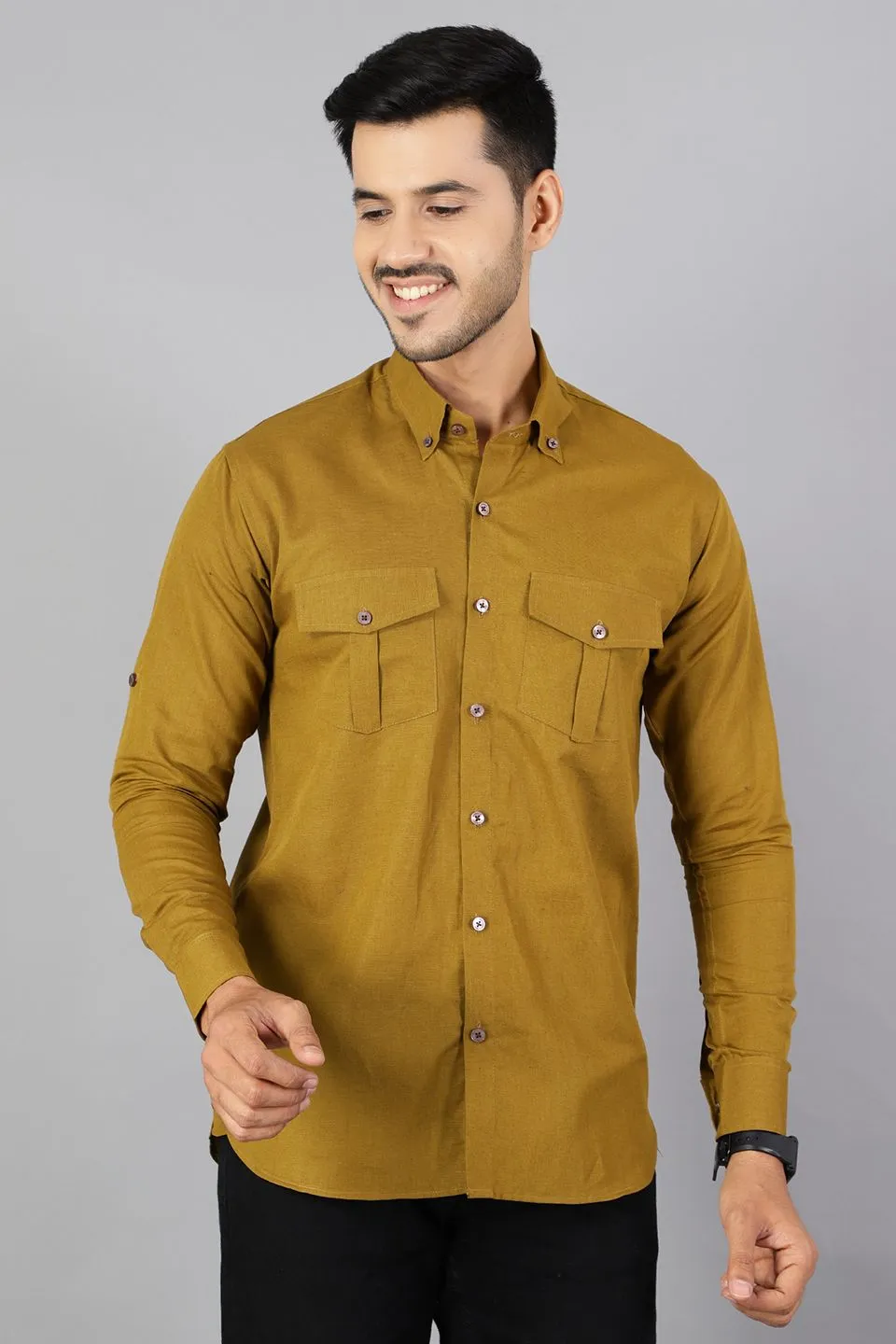 Linen Cotton Green Shirt