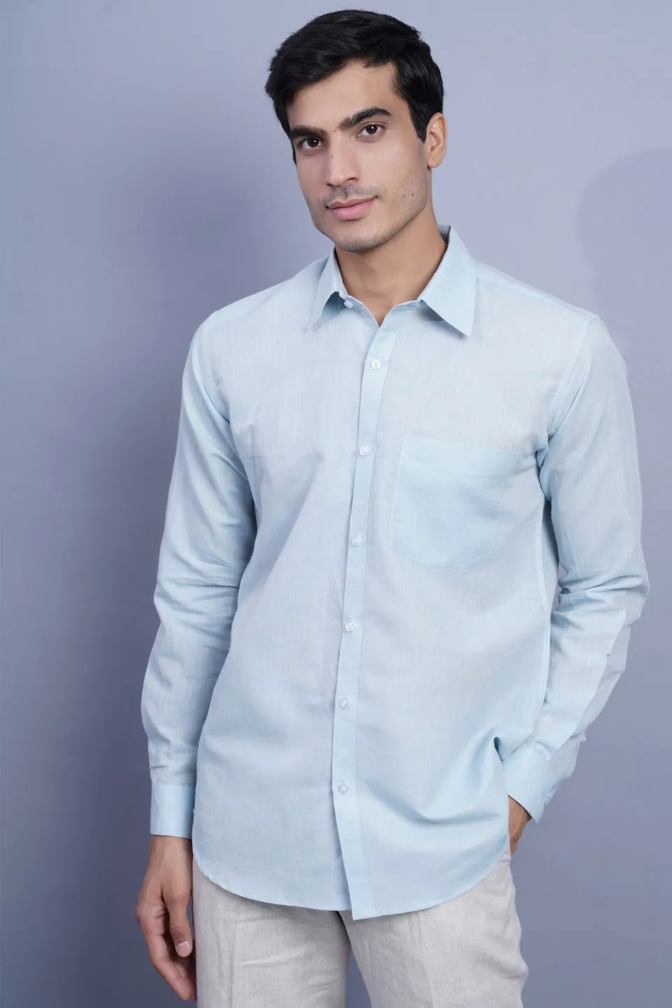 Linen Cotton Sky Blue Shirt