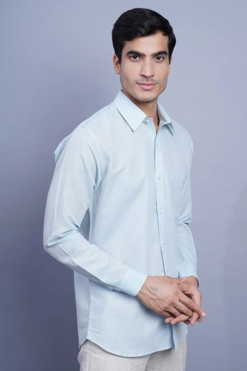 Linen Cotton Sky Blue Shirt