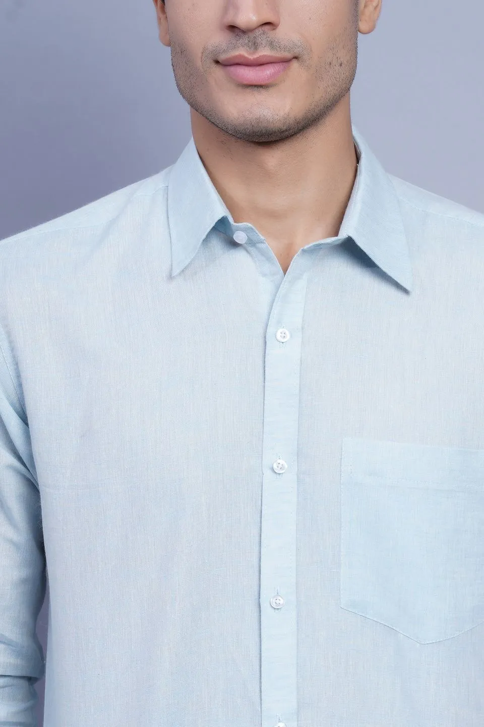 Linen Cotton Sky Blue Shirt