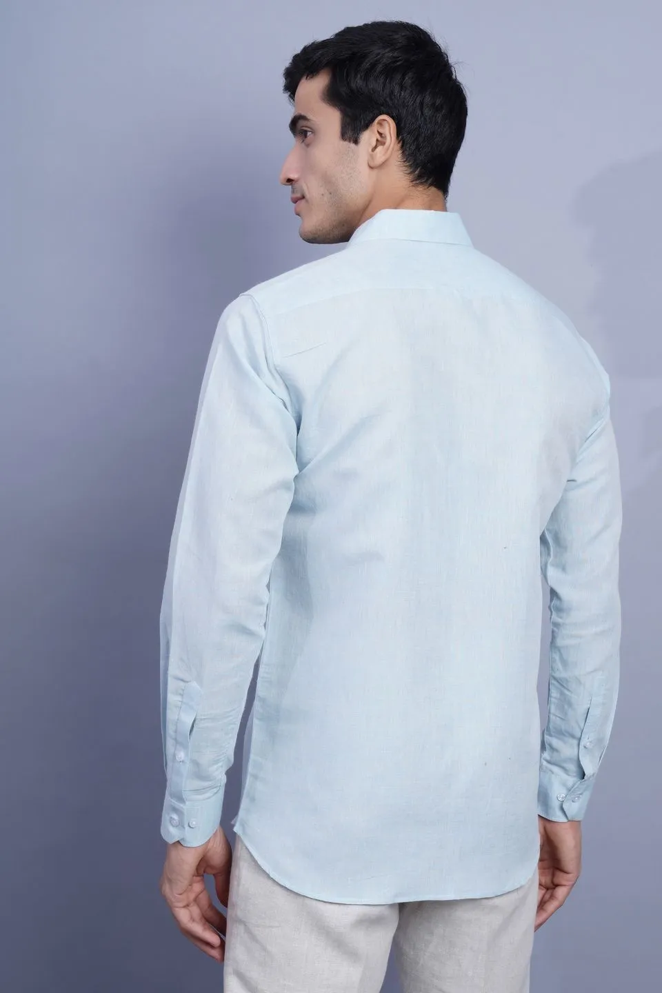 Linen Cotton Sky Blue Shirt