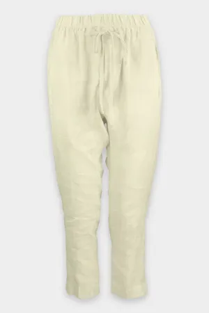 Linen Drawcord Droprise Pant in Natural