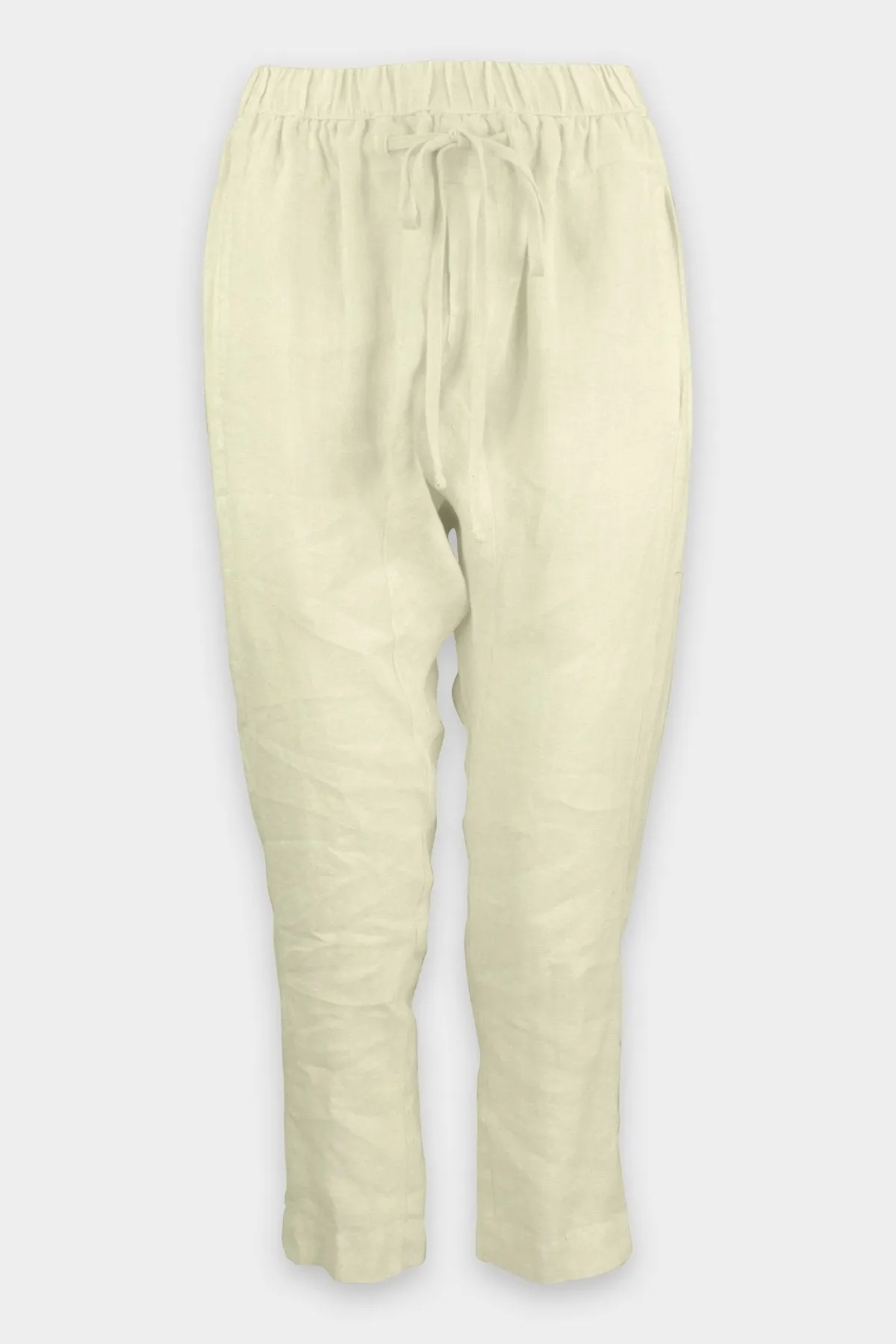 Linen Drawcord Droprise Pant in Natural