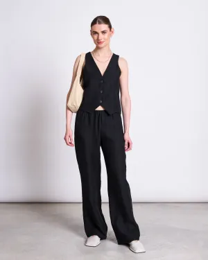 LINEN DRAWSTRING PANTS SJOV BLACK