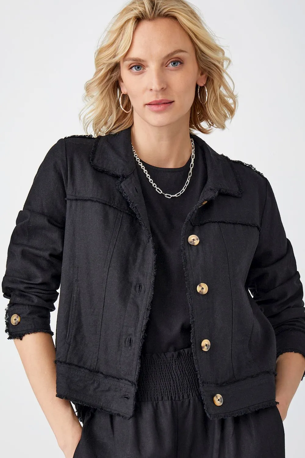 Linen Frayed Jacket