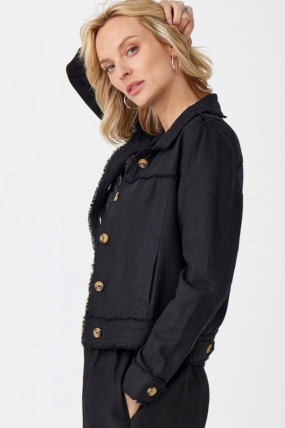 Linen Frayed Jacket