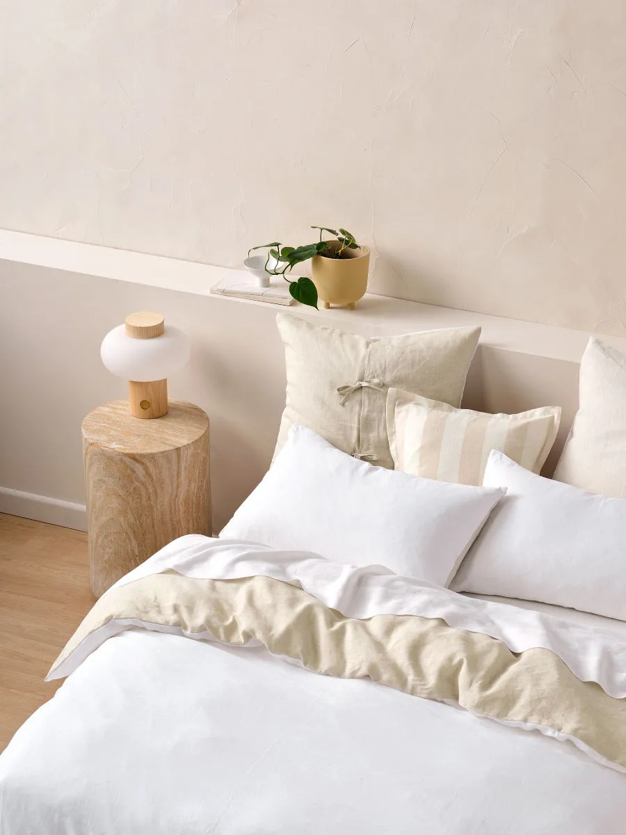 LINEN HOUSE NIMES DUET QUILT COVER SET - WHITE/NATURAL