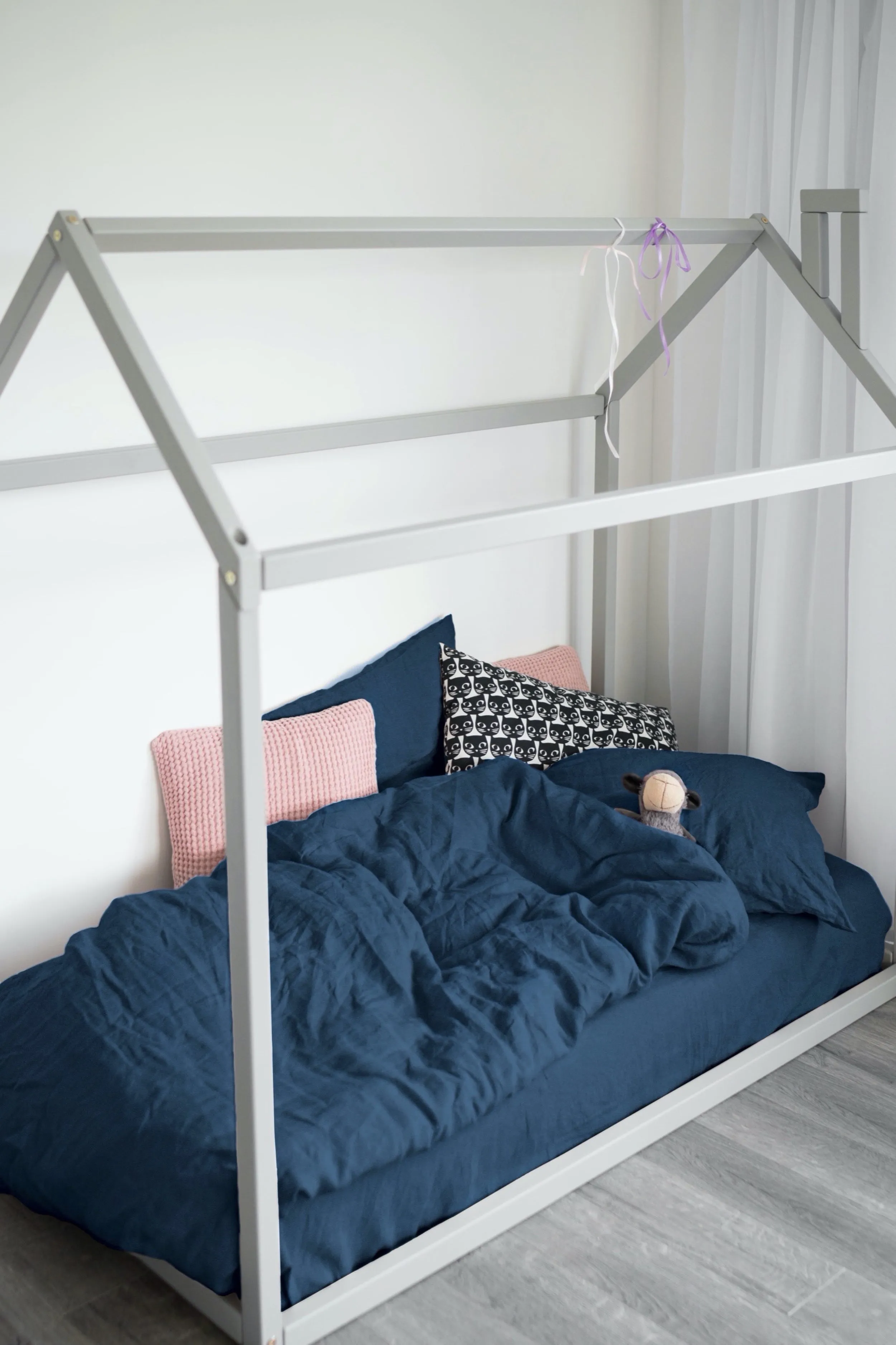 Linen kids duvet cover - dark blue
