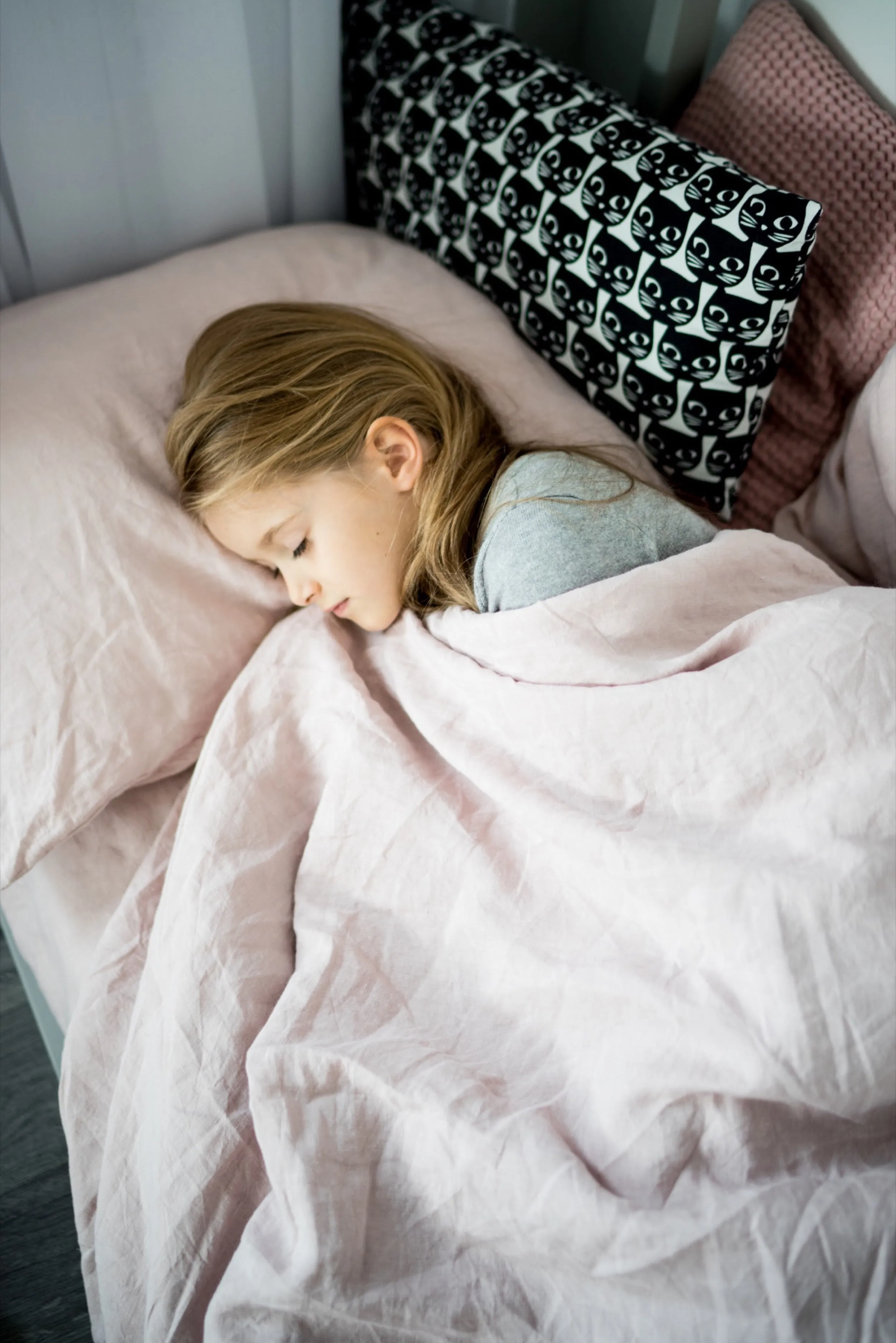 Linen kids duvet cover - pink