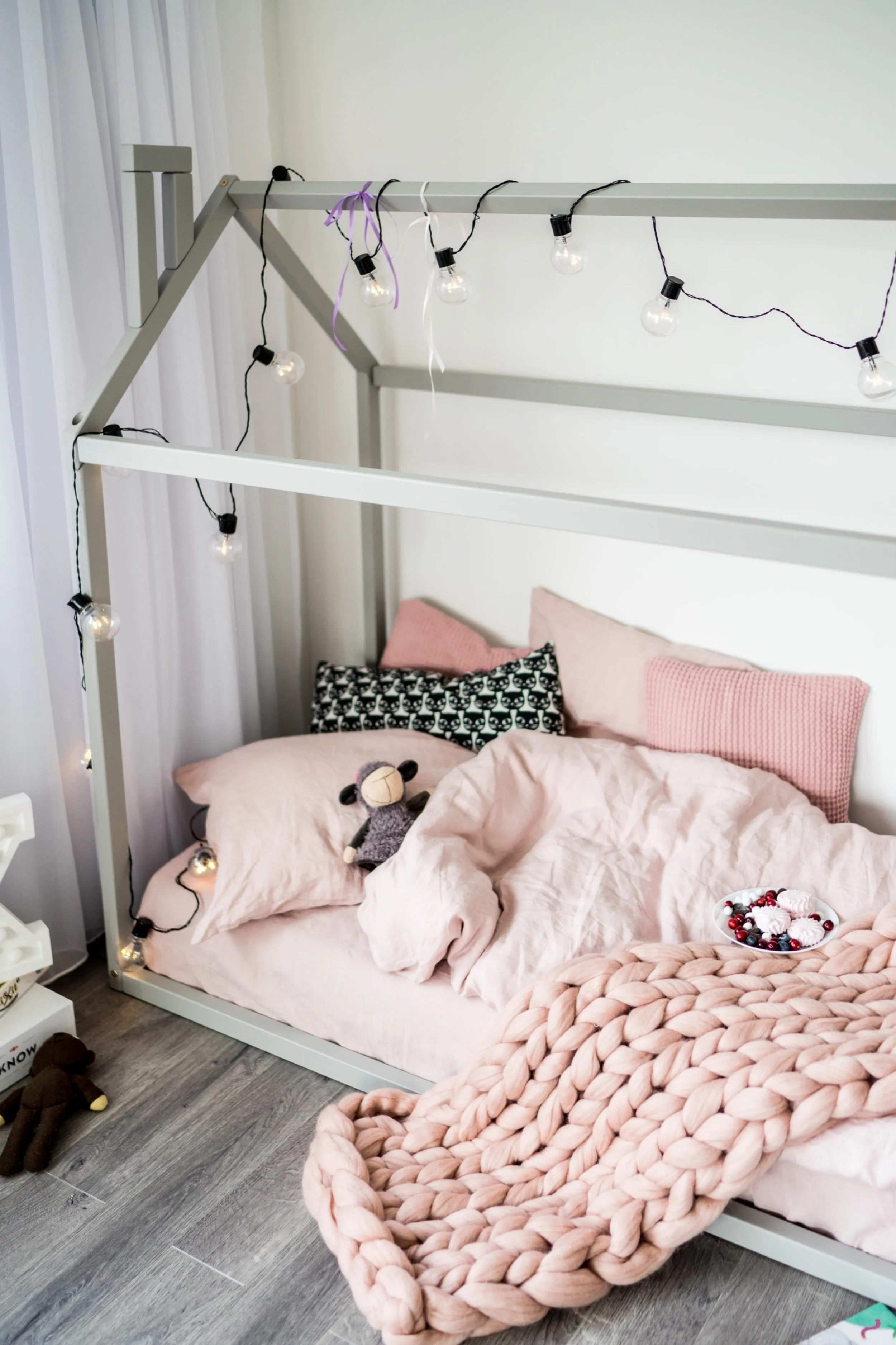 Linen kids duvet cover - pink