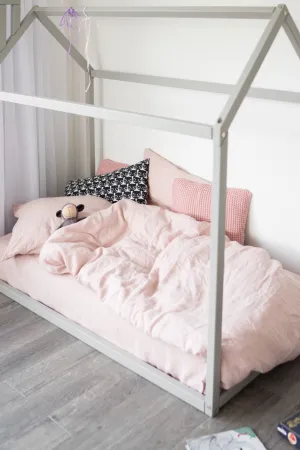 Linen kids duvet cover - pink