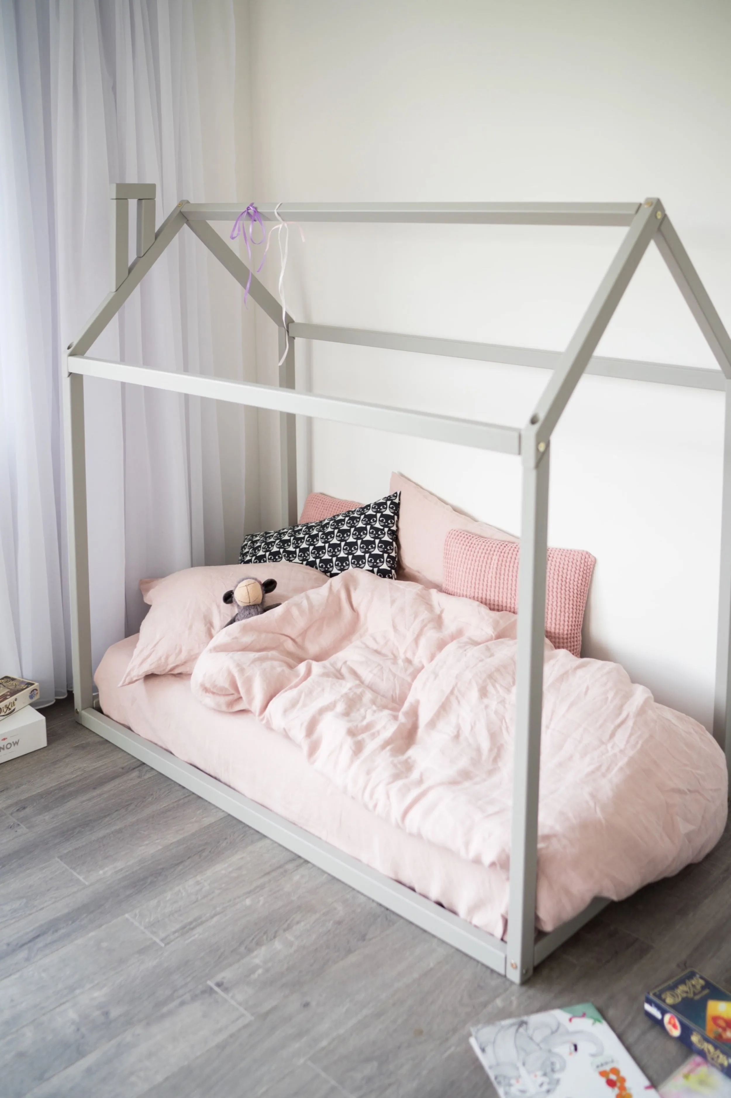 Linen kids duvet cover - pink