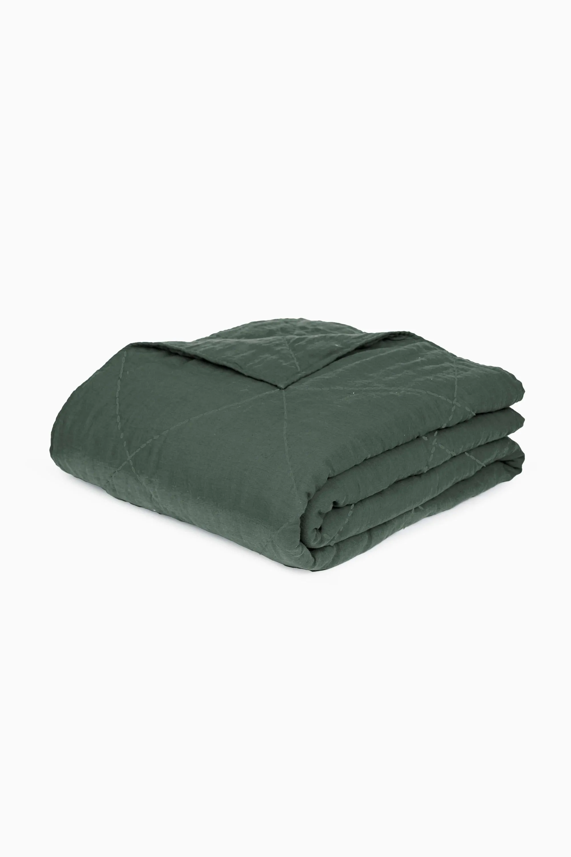 Linen Monotone Hand Quilted Quilt-Charcoal Grey
