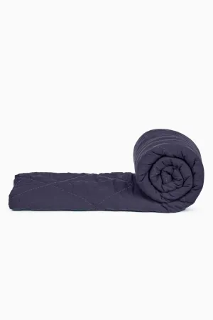 Linen Monotone Hand Quilted Quilt-Indigo Blue