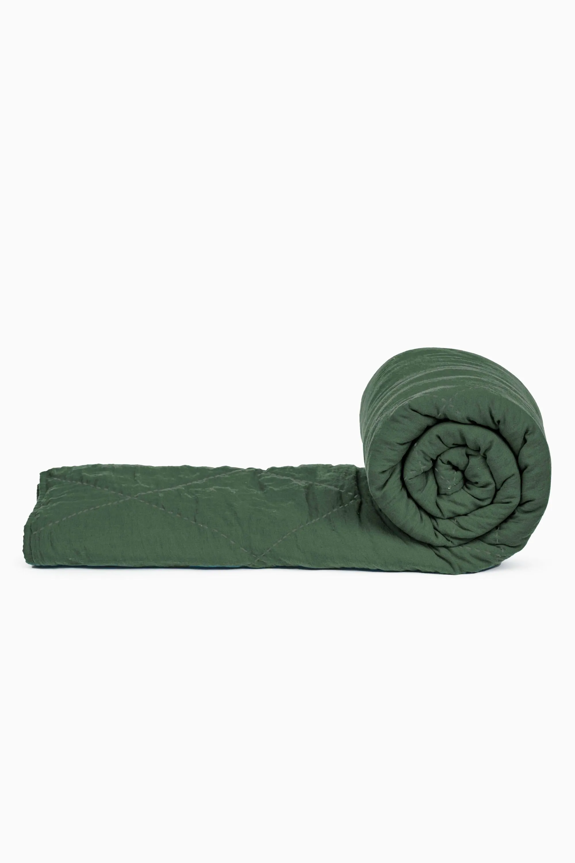Linen Monotone Hand Quilted Quilt-Indigo Blue