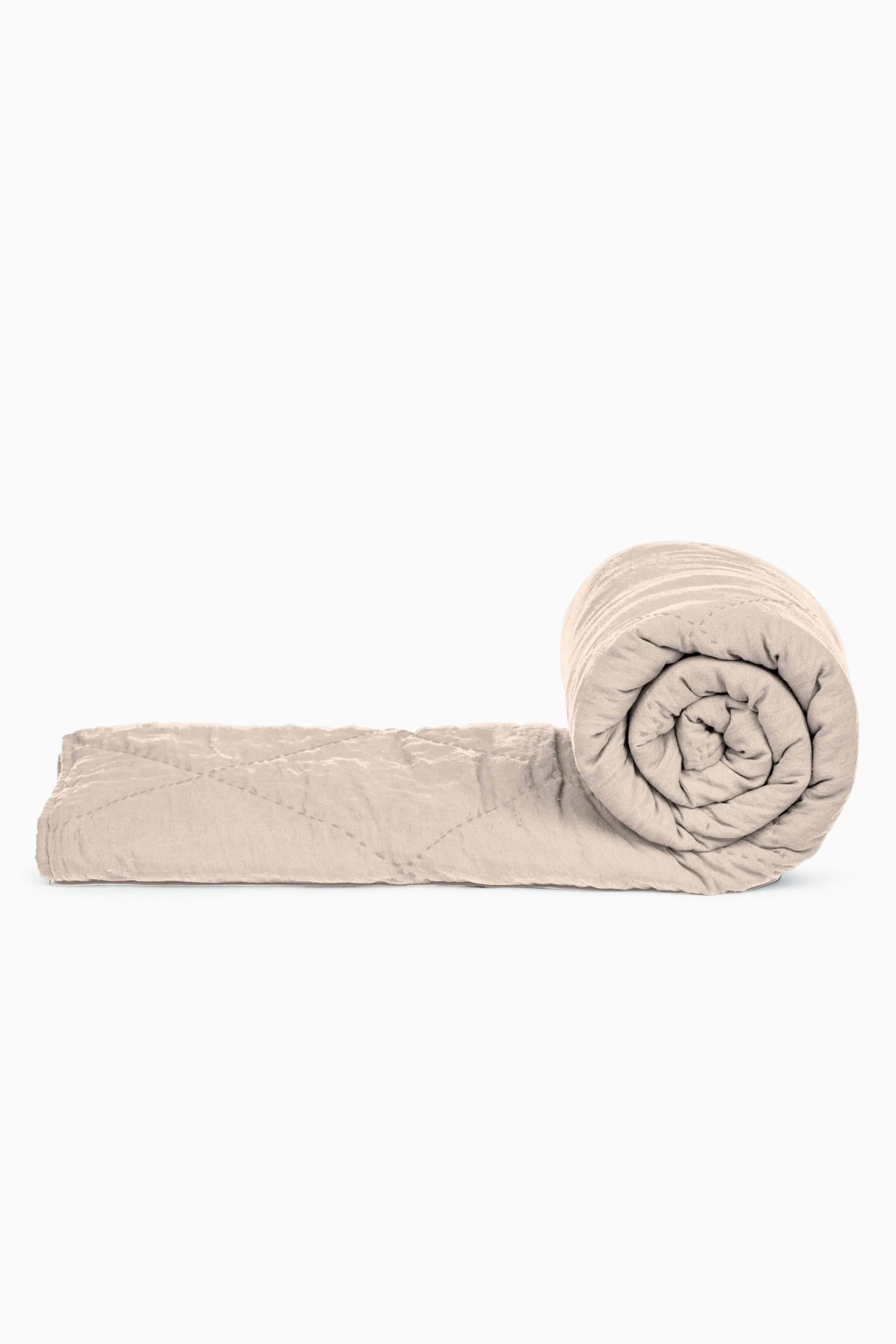 Linen Monotone Hand Quilted Quilt-Indigo Blue