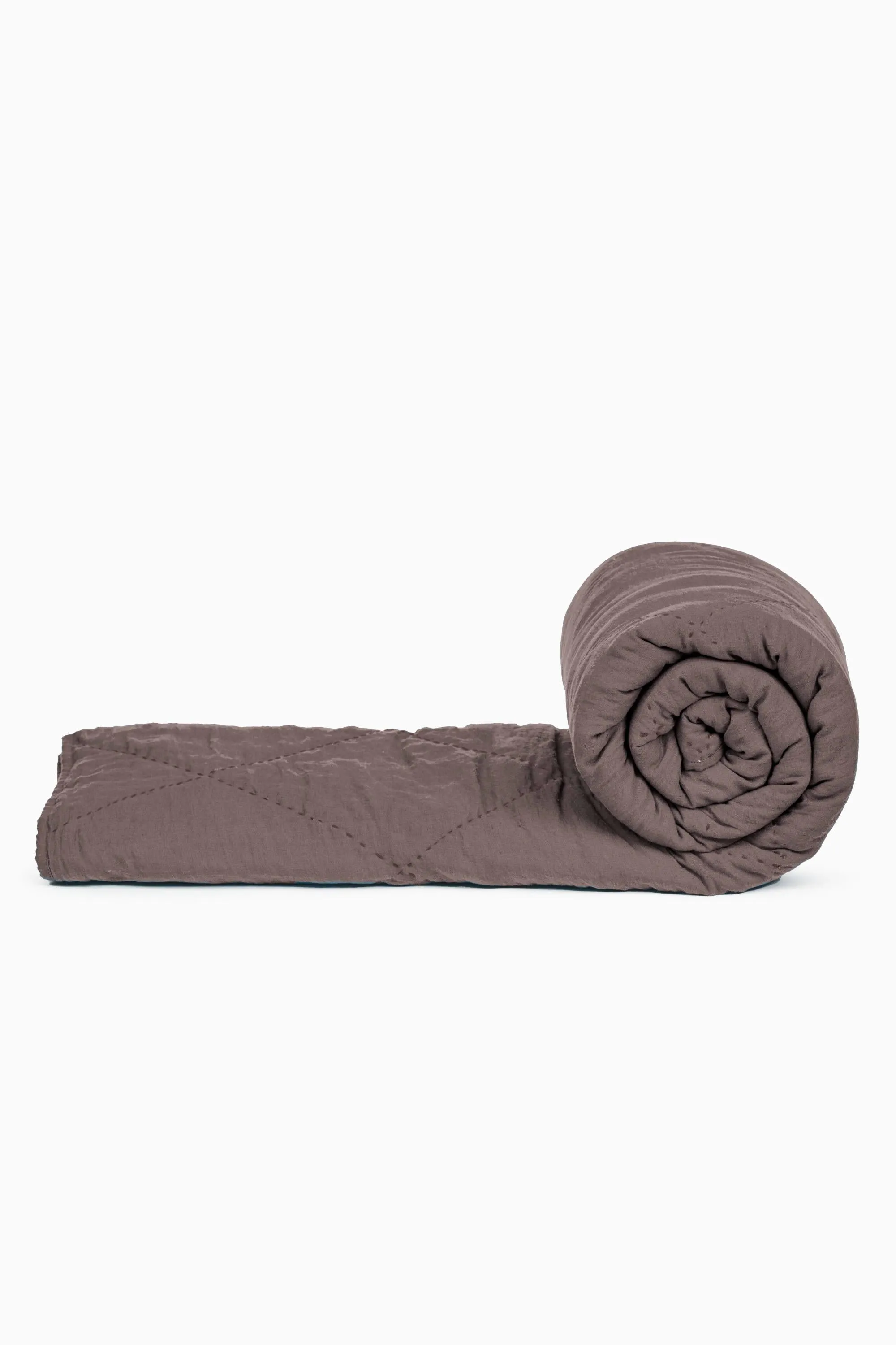 Linen Monotone Hand Quilted Quilt-Indigo Blue