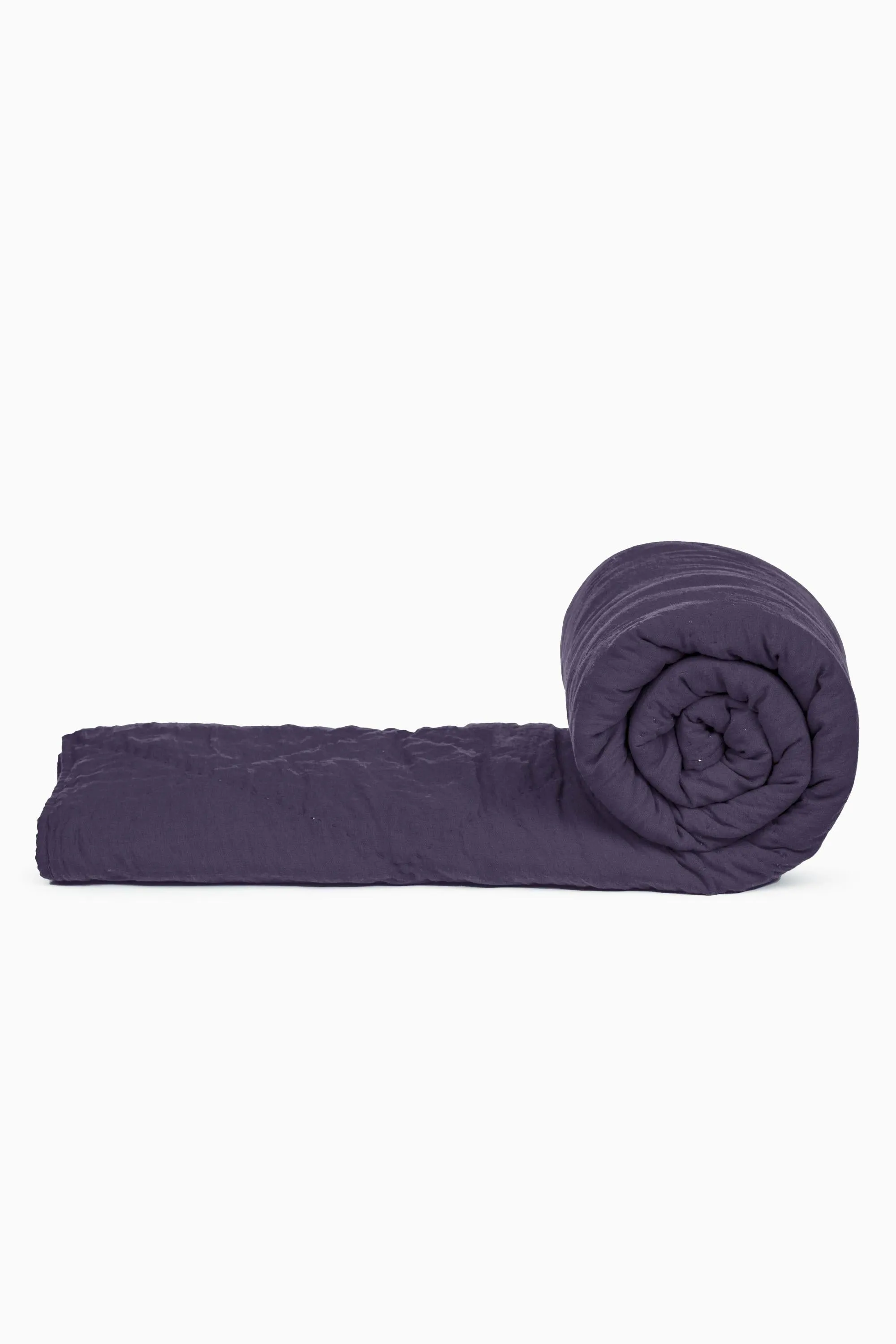 Linen Monotone Hand Quilted Quilt-Indigo Blue