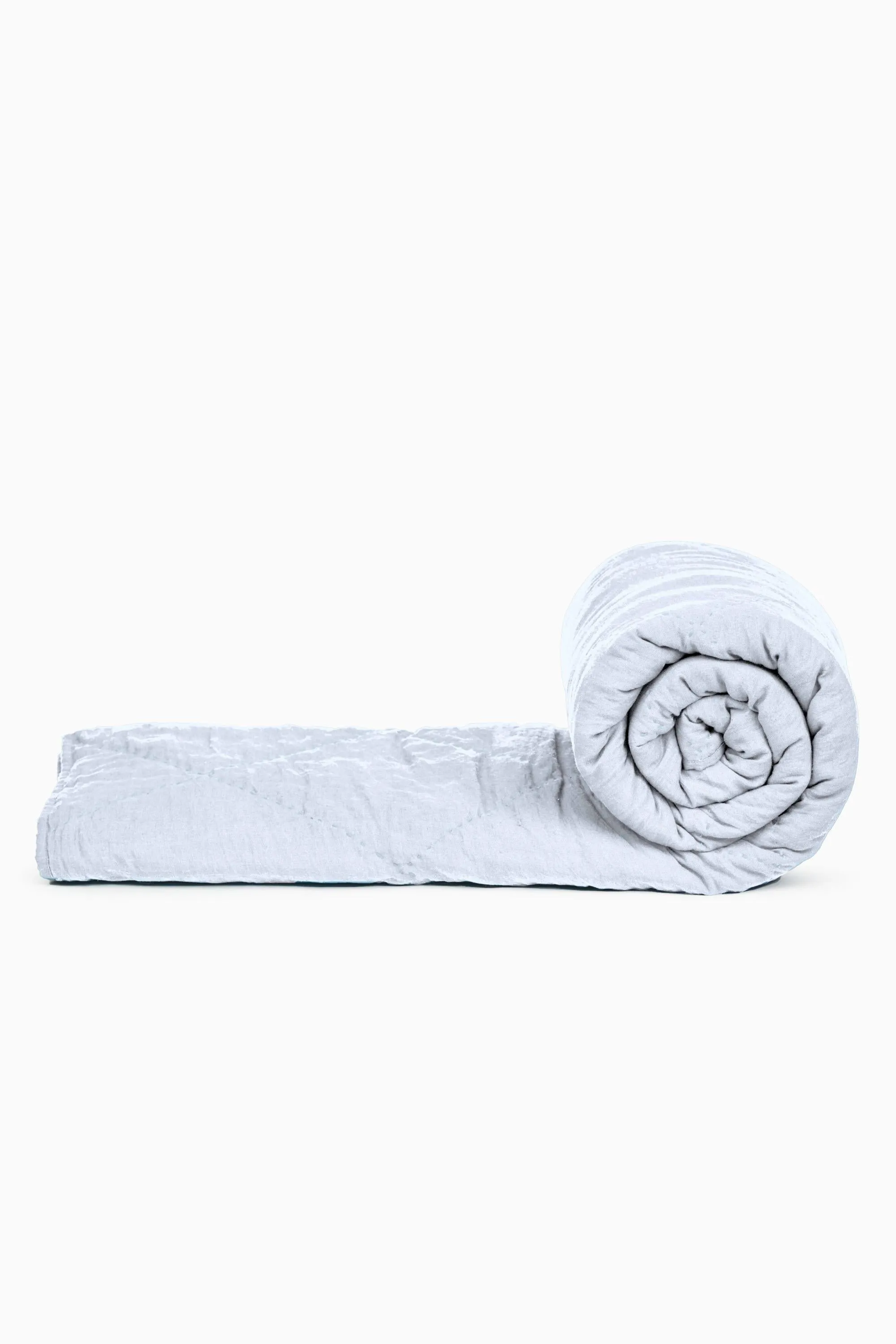 Linen Monotone Hand Quilted Quilt-Moody Blue
