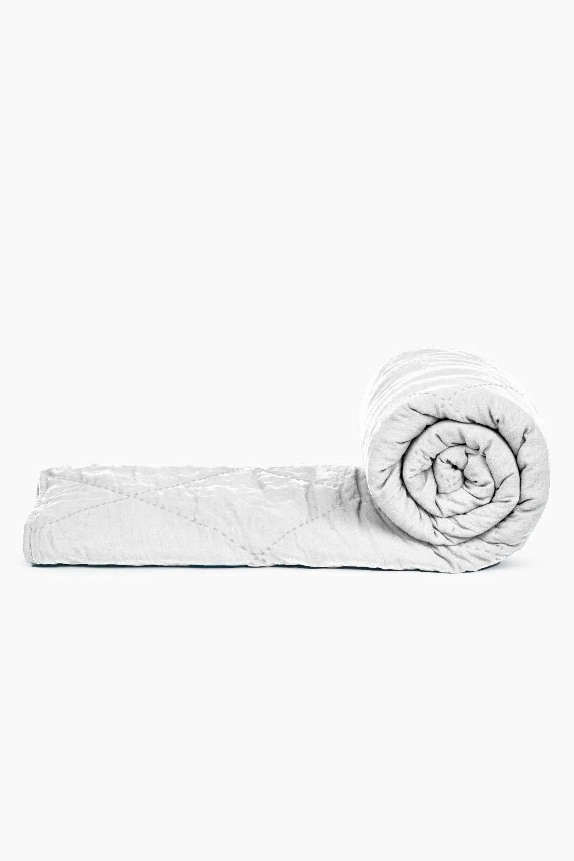 Linen Monotone Hand Quilted Quilt-Moody Blue