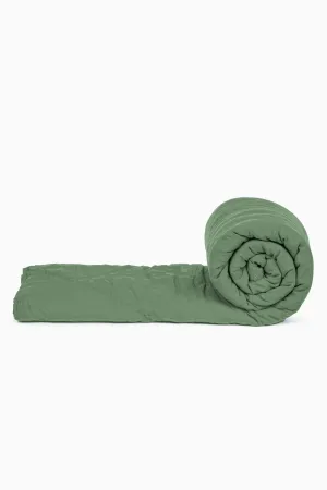 Linen Monotone Hand Quilted Quilt-Retro Green