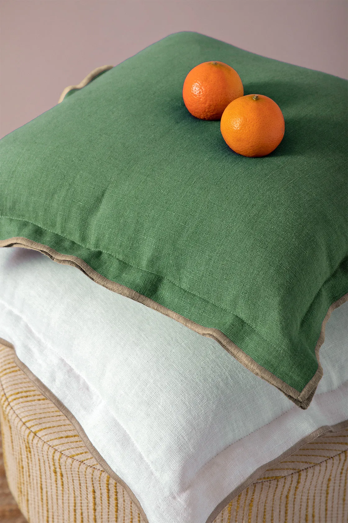 Linen Natural Needled Cushion Cover-Retro Green