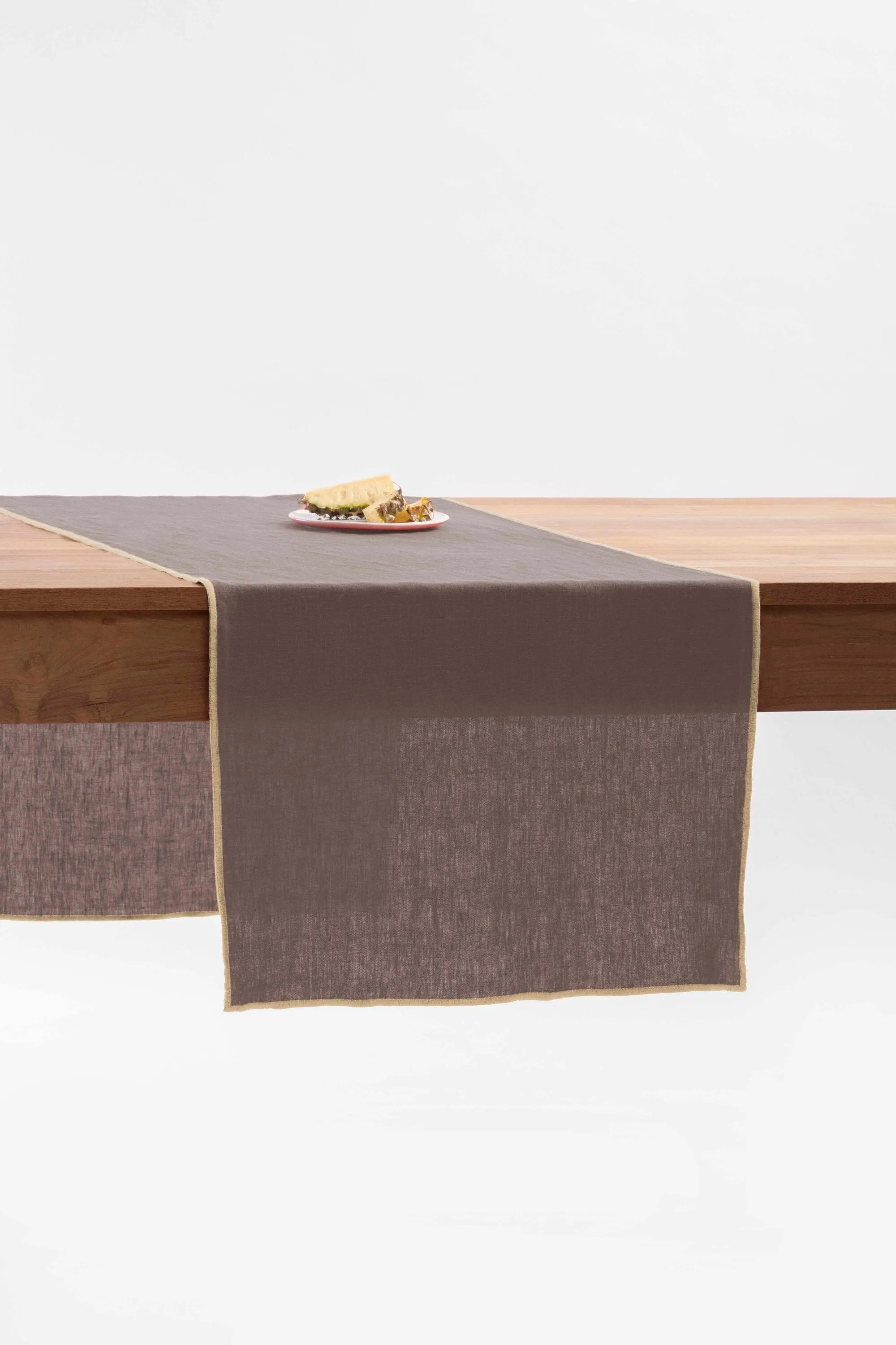 Linen Natural Needled Table Runner-Caramel Brown