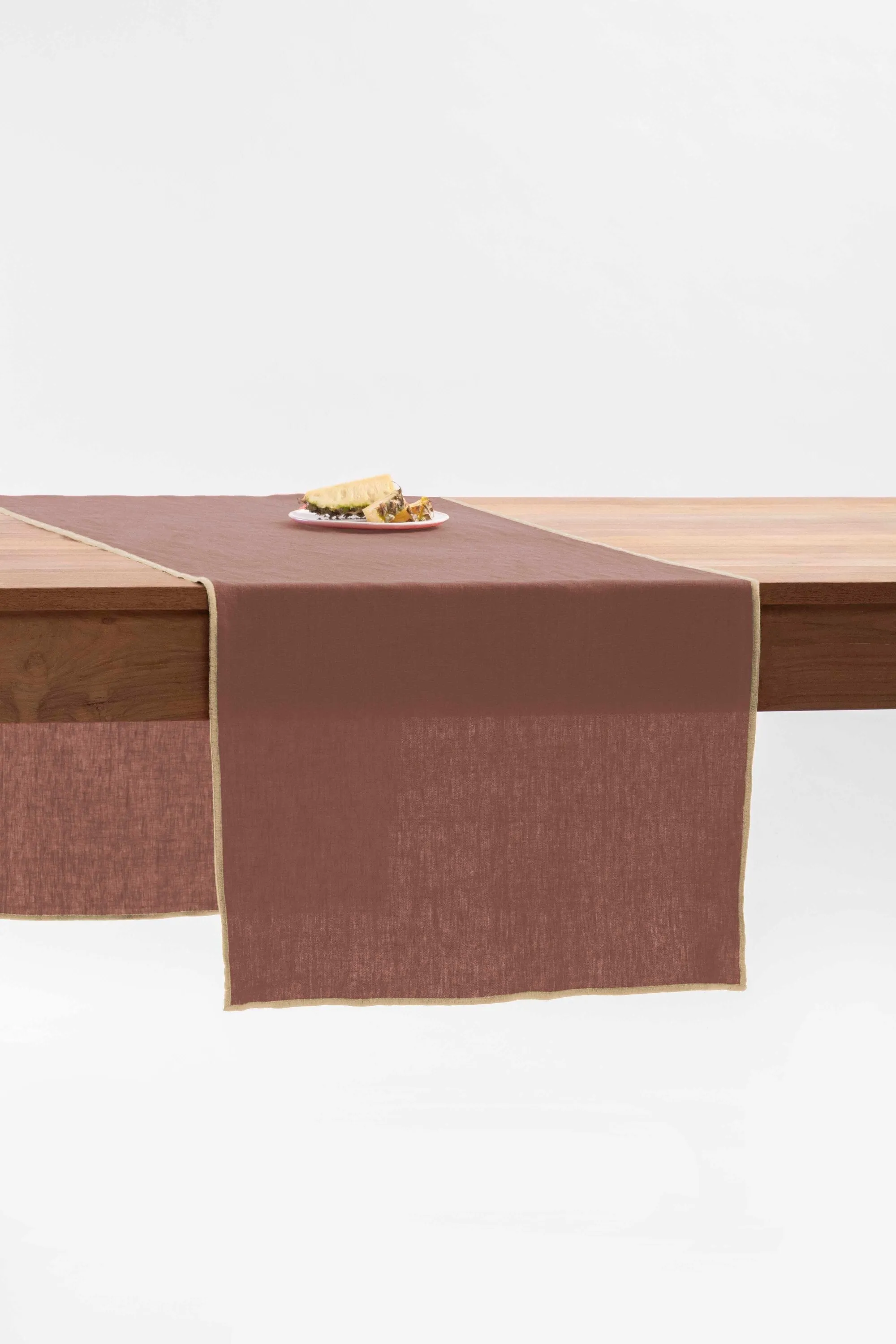 Linen Natural Needled Table Runner-Caramel Brown