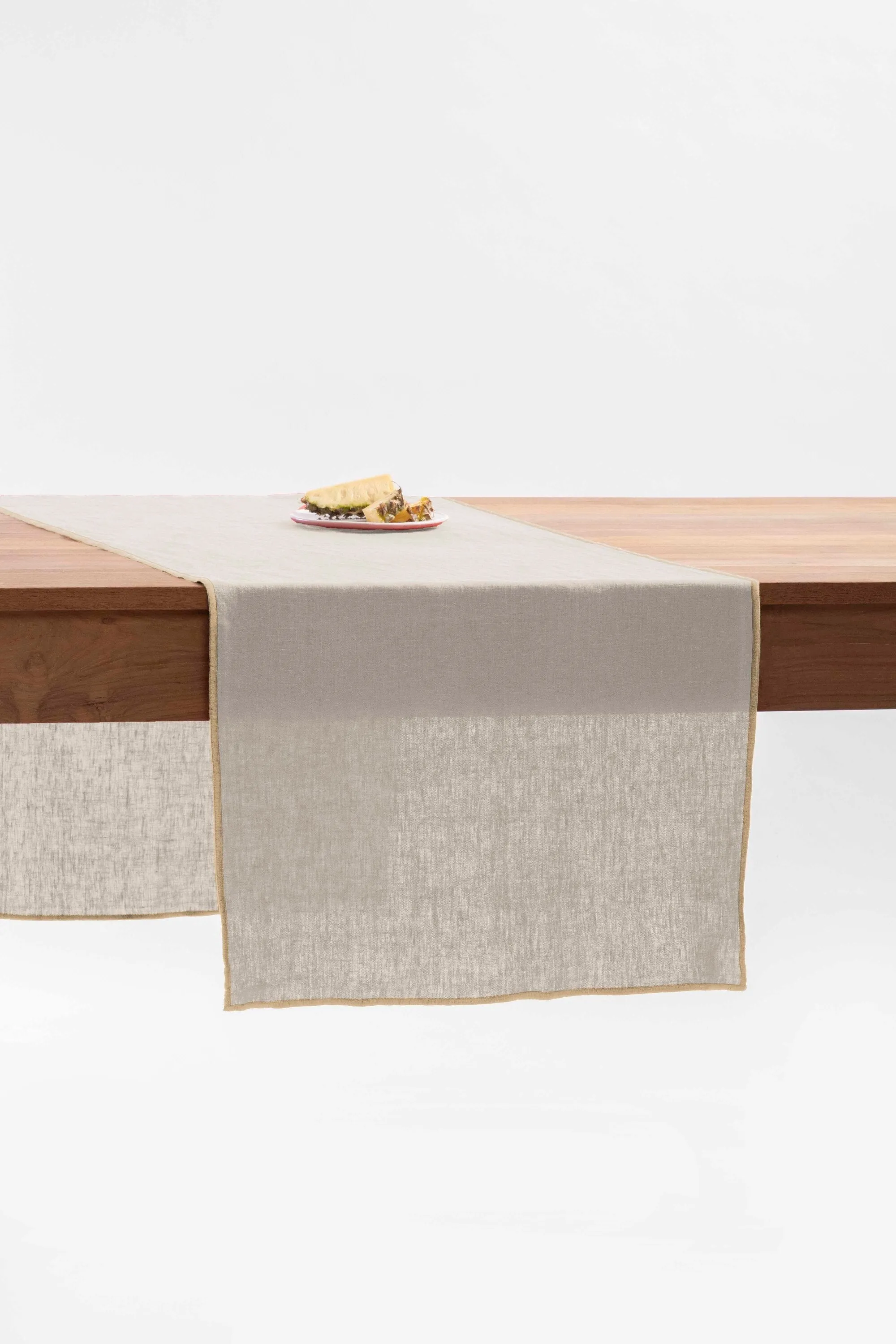 Linen Natural Needled Table Runner-Caramel Brown