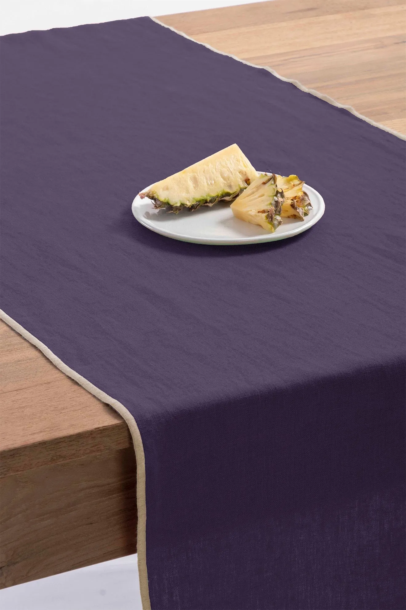 Linen Natural Needled Table Runner-Caramel Brown