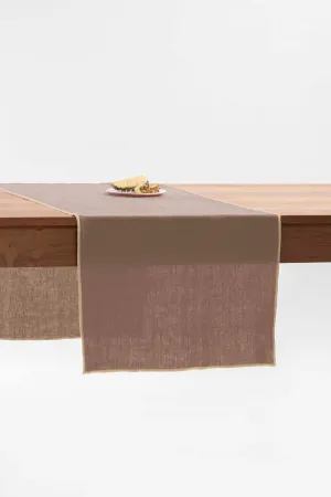 Linen Natural Needled Table Runner-Caramel Brown