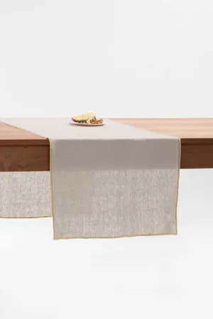 Linen Natural Needled Table Runner-Oatmeal