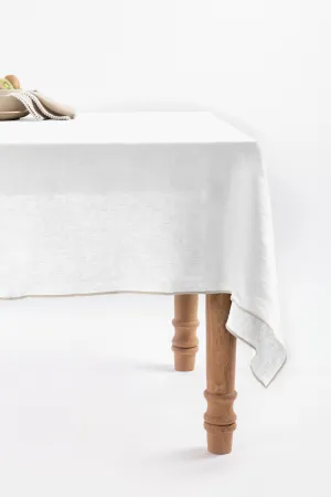 Linen Natural Needled Tablecloth-Angora White