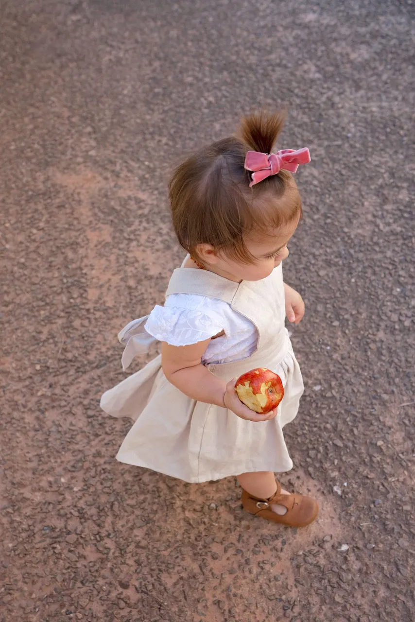 Linen suspender bib skirt