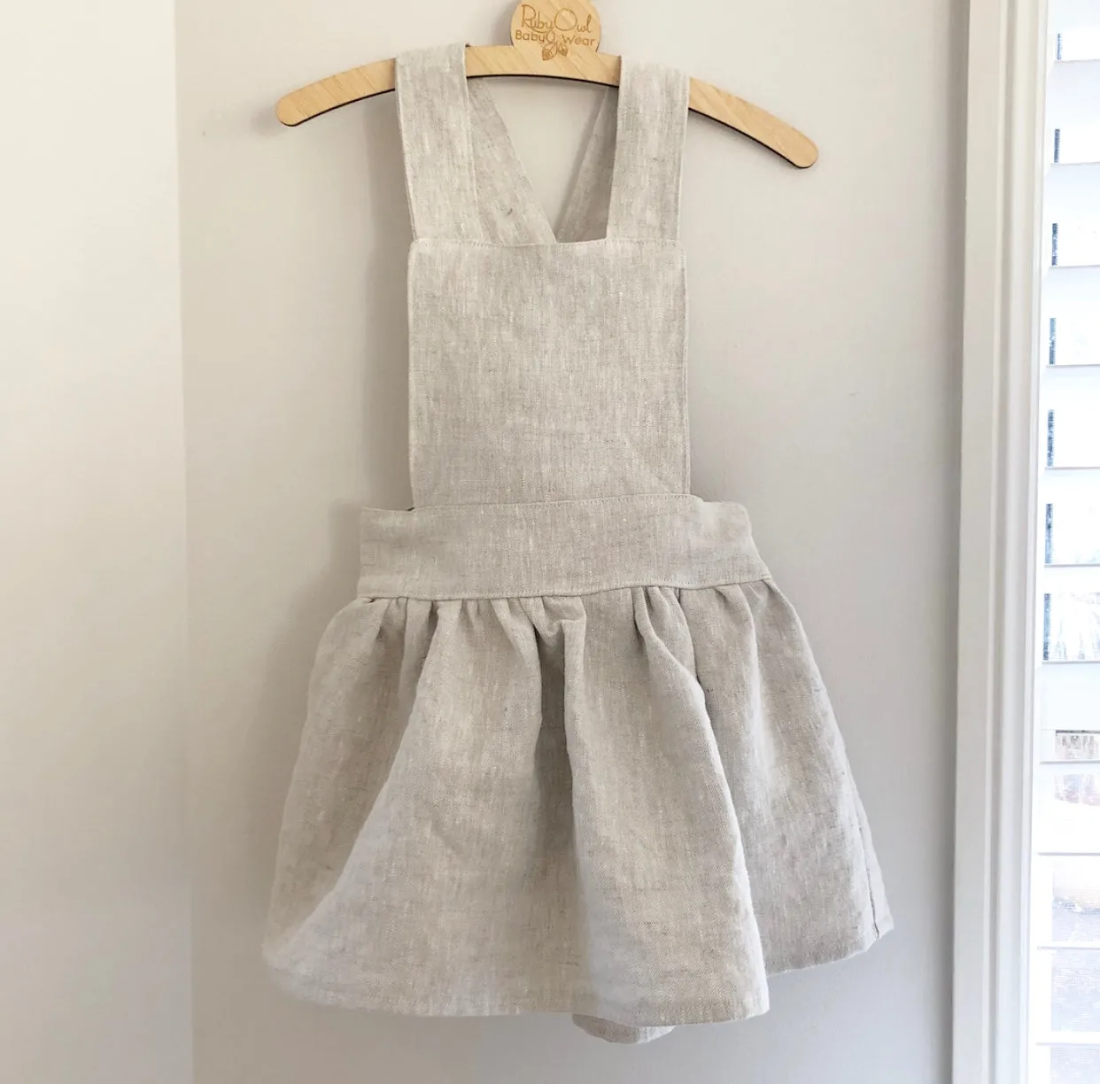 Linen suspender bib skirt