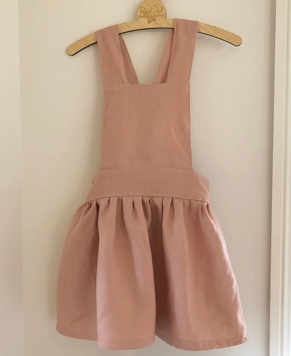 Linen suspender bib skirt