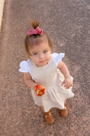 Linen suspender bib skirt