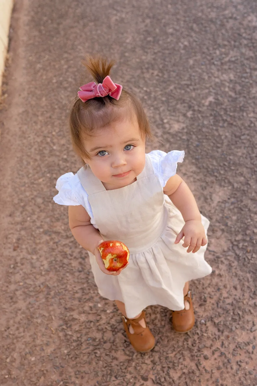 Linen suspender bib skirt