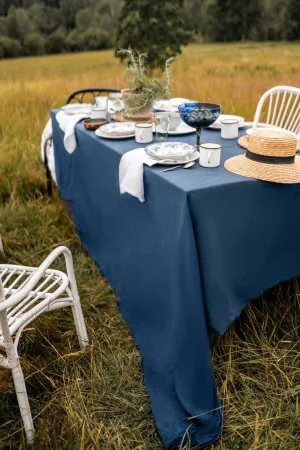 Linen tablecloth - dark blue