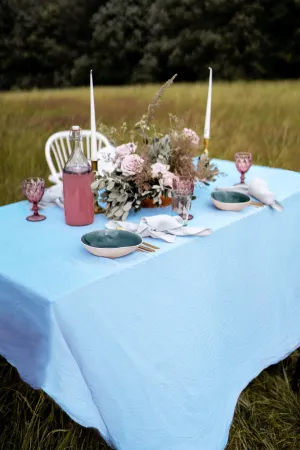 Linen tablecloth - light blue
