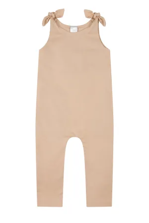 Linen tie romper /CLAY