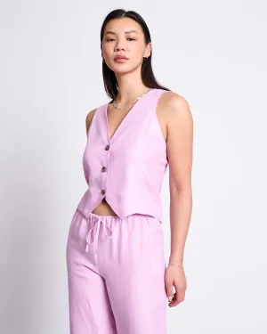 LINEN VEST HVIDE LIGHT ORCHID