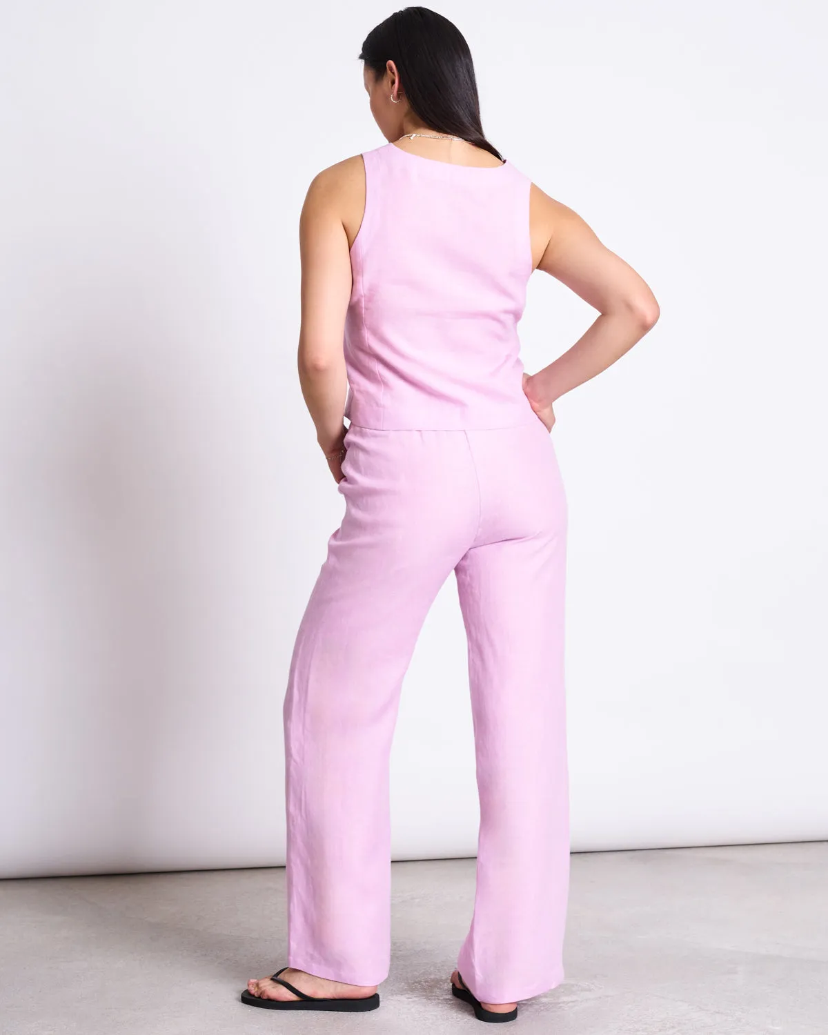 LINEN VEST HVIDE LIGHT ORCHID
