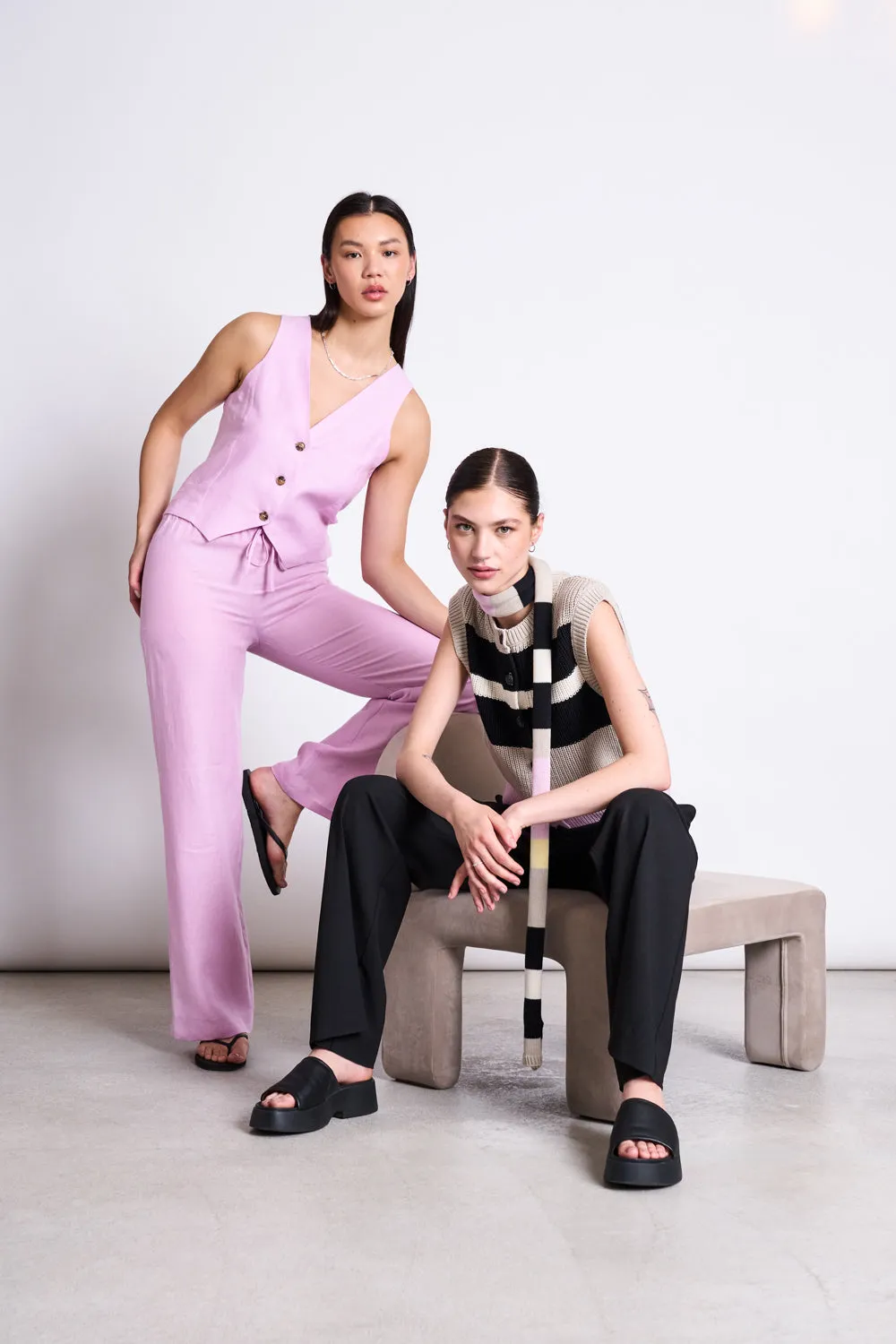 LINEN VEST HVIDE LIGHT ORCHID