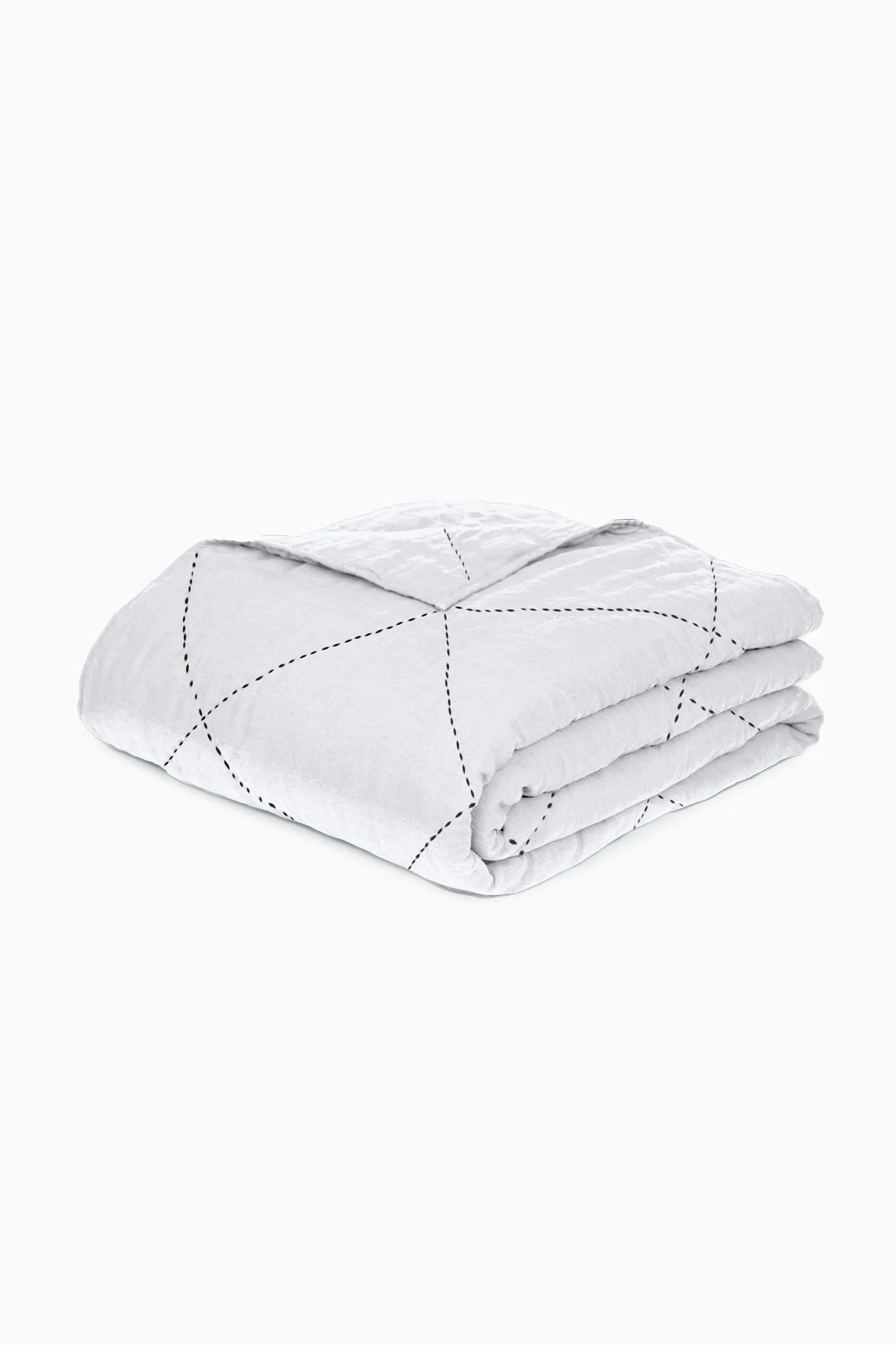 Linen Vibrant Hand Quilted Quilt-Moody Blue