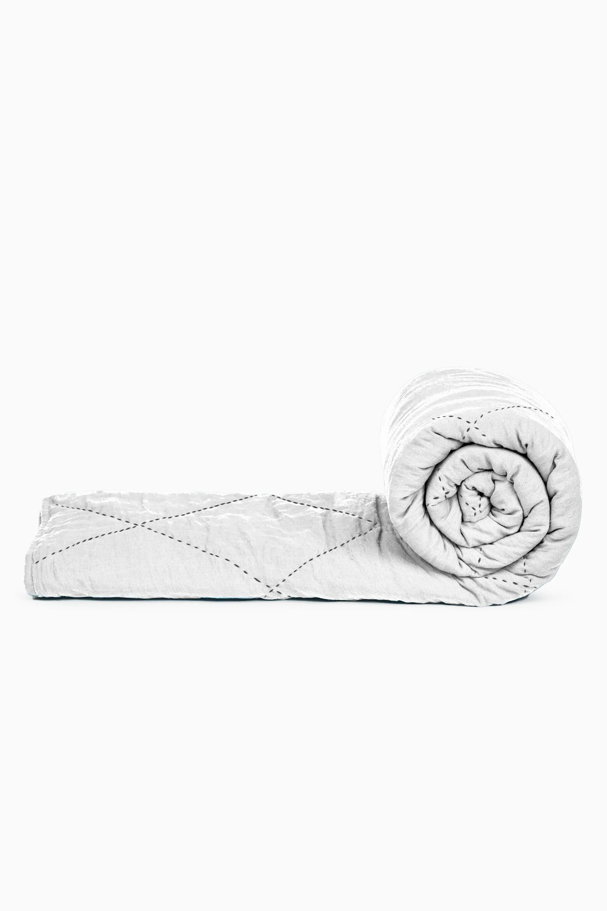 Linen Vibrant Hand Quilted Quilt-Moody Blue