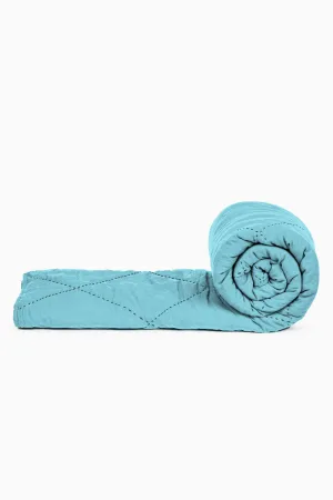 Linen Vibrant Hand Quilted Quilt-Moody Blue