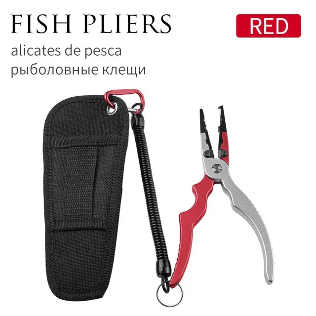 LINNHUE Best Aluminum Alloy Fishing Pliers Grip Set Fishing Tackle Gear Hook Recover Cutter Line Split Ring Fishing Accessories